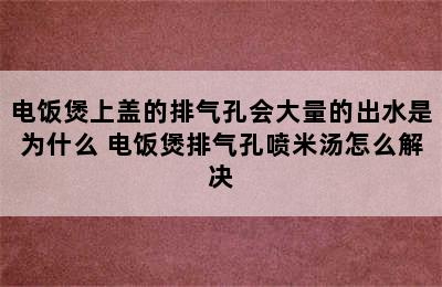 电饭煲上盖的排气孔会大量的出水是为什么 电饭煲排气孔喷米汤怎么解决